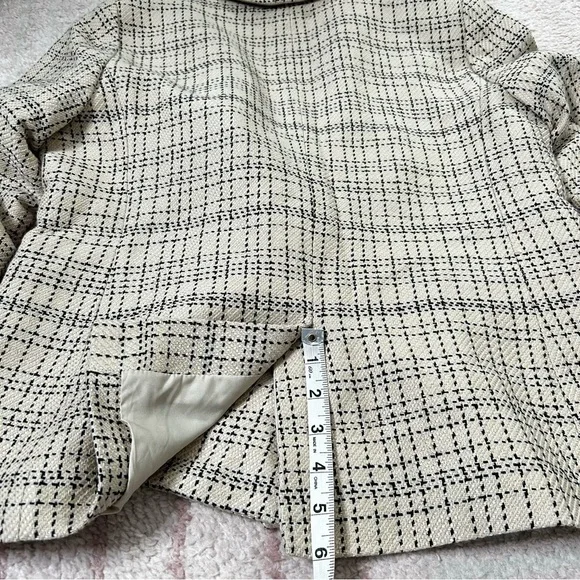 Ann Taylor Tan Navy Blue Cotton Blend Blazer Size 8P Fall Autumn Office Business - Picture 12 of 12